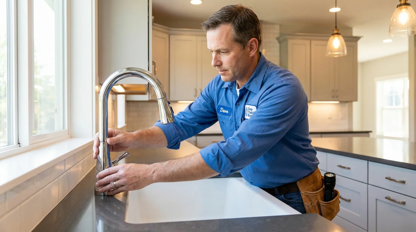 Kitchen faucet installation by Johns Plumbing LLC in Edgecomb